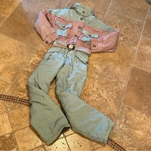 Vintage BOGNER Women Mother of Pearl Belt Buckle Hooded Snowsuit Size 6-RARE!